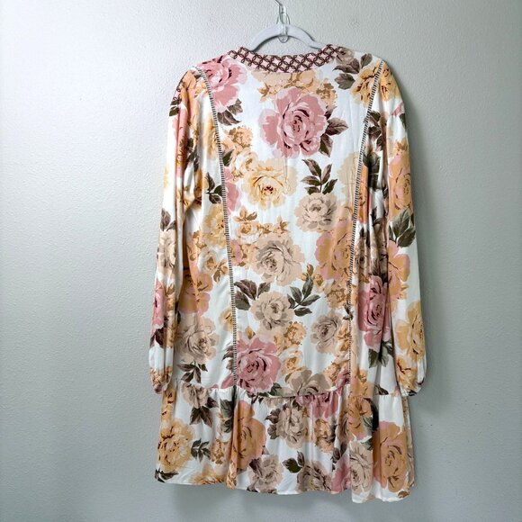 Anthropologie Maaji Afrodita Macy Tunic Top Dress Size S Pink Peach Floral Boho - Picture 3 of 10